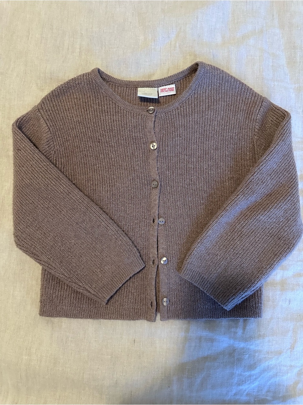 Zara Mauve-Taupe Ribbed Button Cardigan